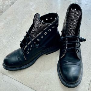 Sold - Italian Combat Boots Black Leather